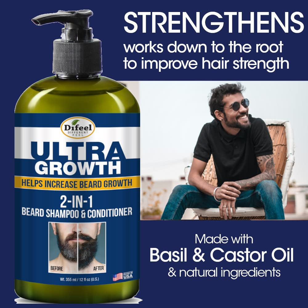 Men'S Ultra Growth Beard Care 3-PC Gift Set for Men - Includes 2-In-1 Beard Shampoo & Conditioner 12Oz, Beard Growth Oil 8Oz, and Bonus Travel Size Beard Oil