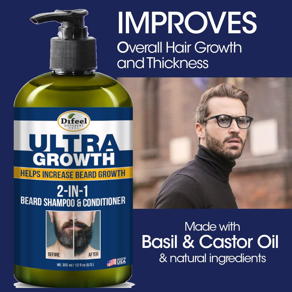 Men'S Ultra Growth Beard Care 3-PC Gift Set for Men - Includes 2-In-1 Beard Shampoo & Conditioner 12Oz, Beard Growth Oil 8Oz, and Bonus Travel Size Beard Oil
