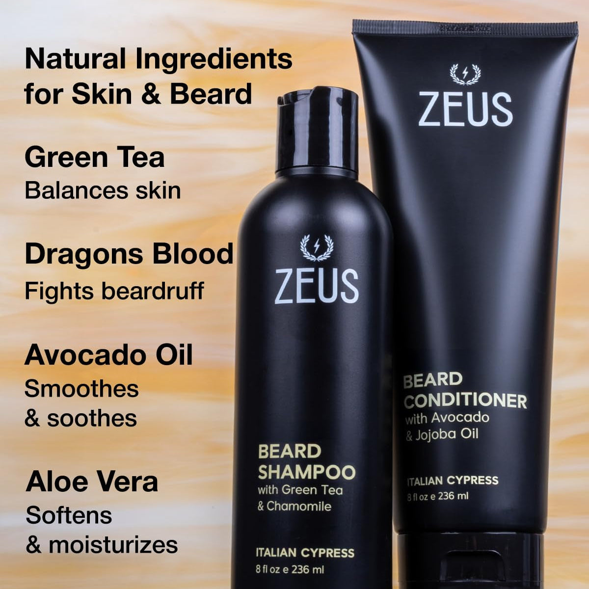 Beard Wash Set for Men, Beard Shampoo & Conditioner (Sandalwood)