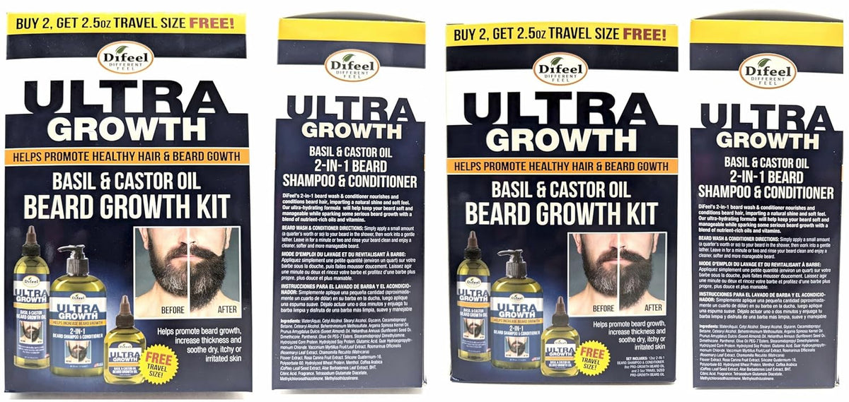 Men'S Ultra Growth Beard Care 3-PC Gift Set for Men - Includes 2-In-1 Beard Shampoo & Conditioner 12Oz, Beard Growth Oil 8Oz, and Bonus Travel Size Beard Oil