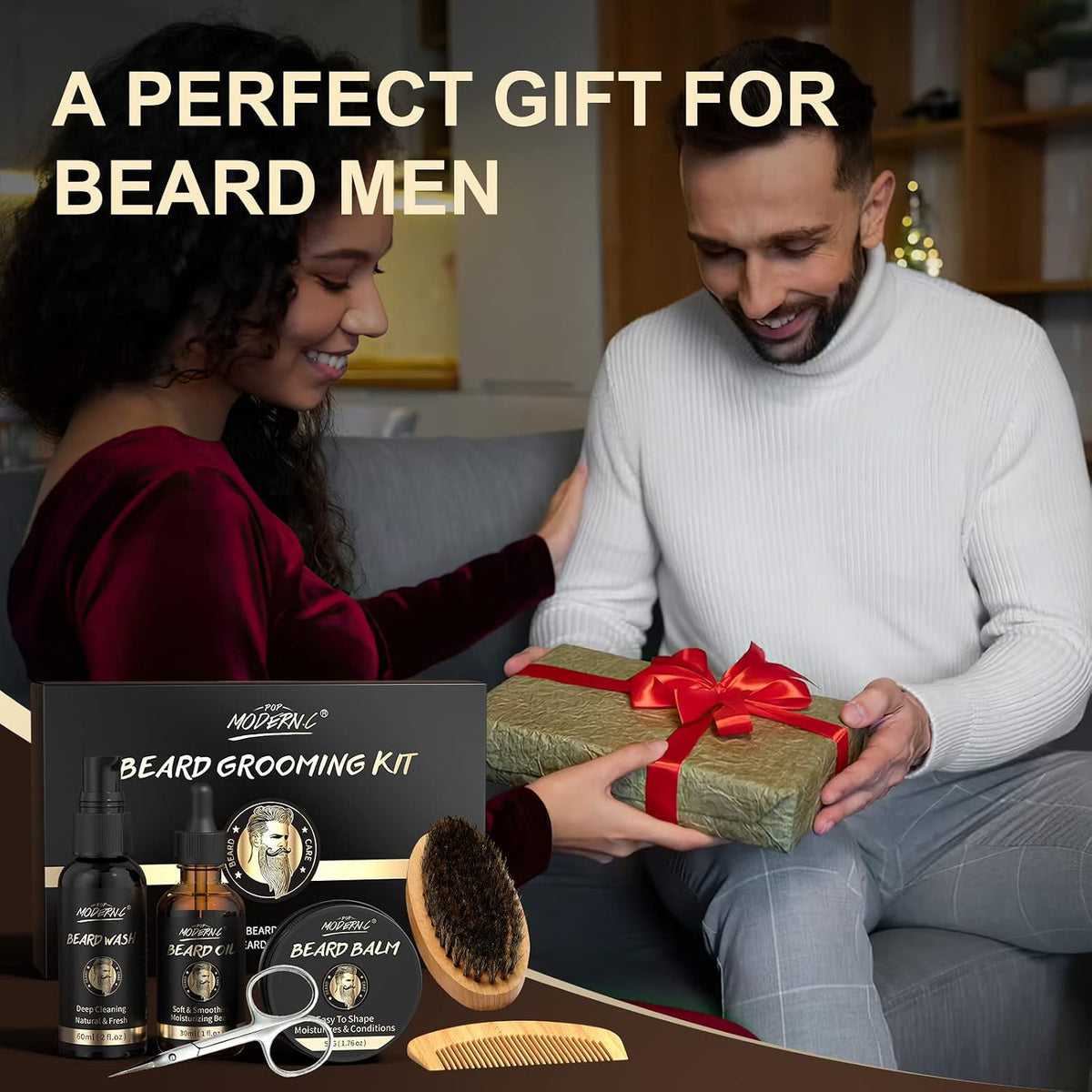 6PCS Beard Growth Kit Beard Grooming Kit for Men Beard Care Kit for Men
