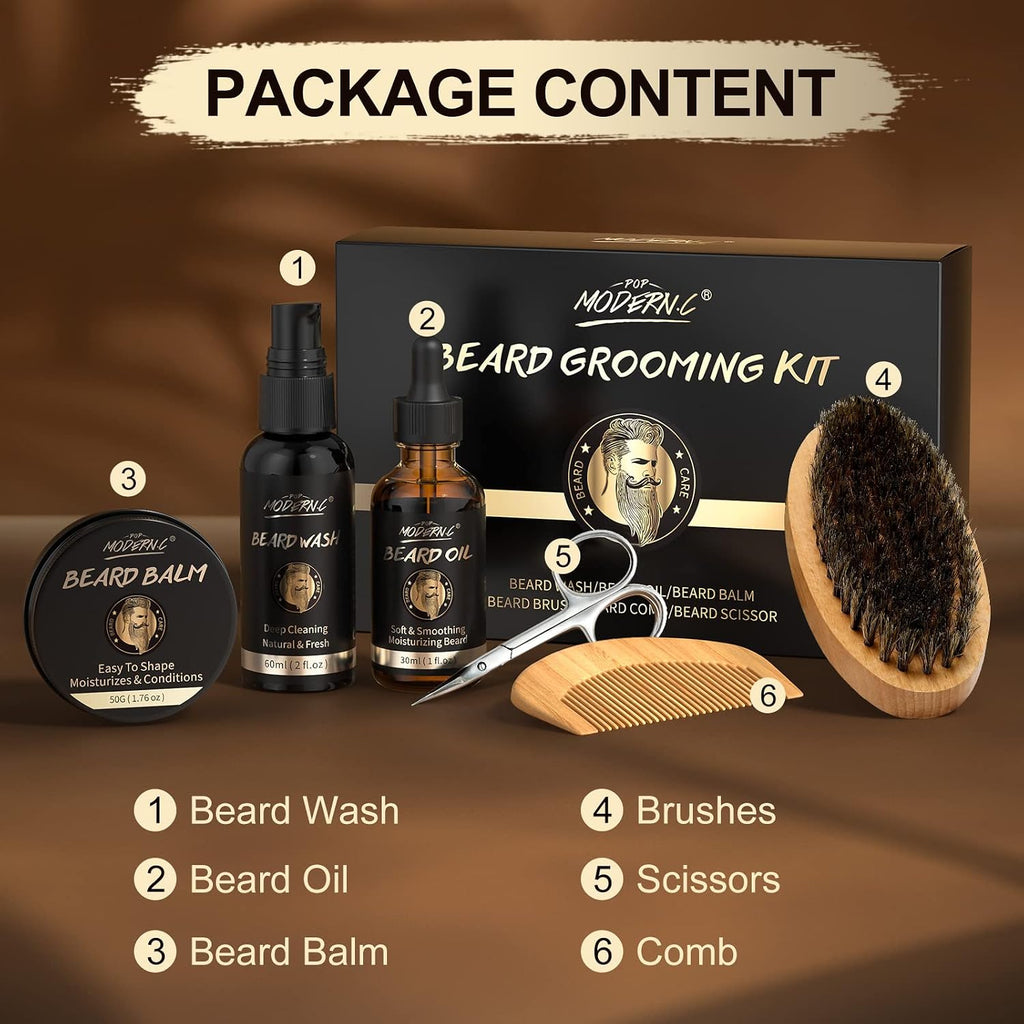 6PCS Beard Growth Kit Beard Grooming Kit for Men Beard Care Kit for Men